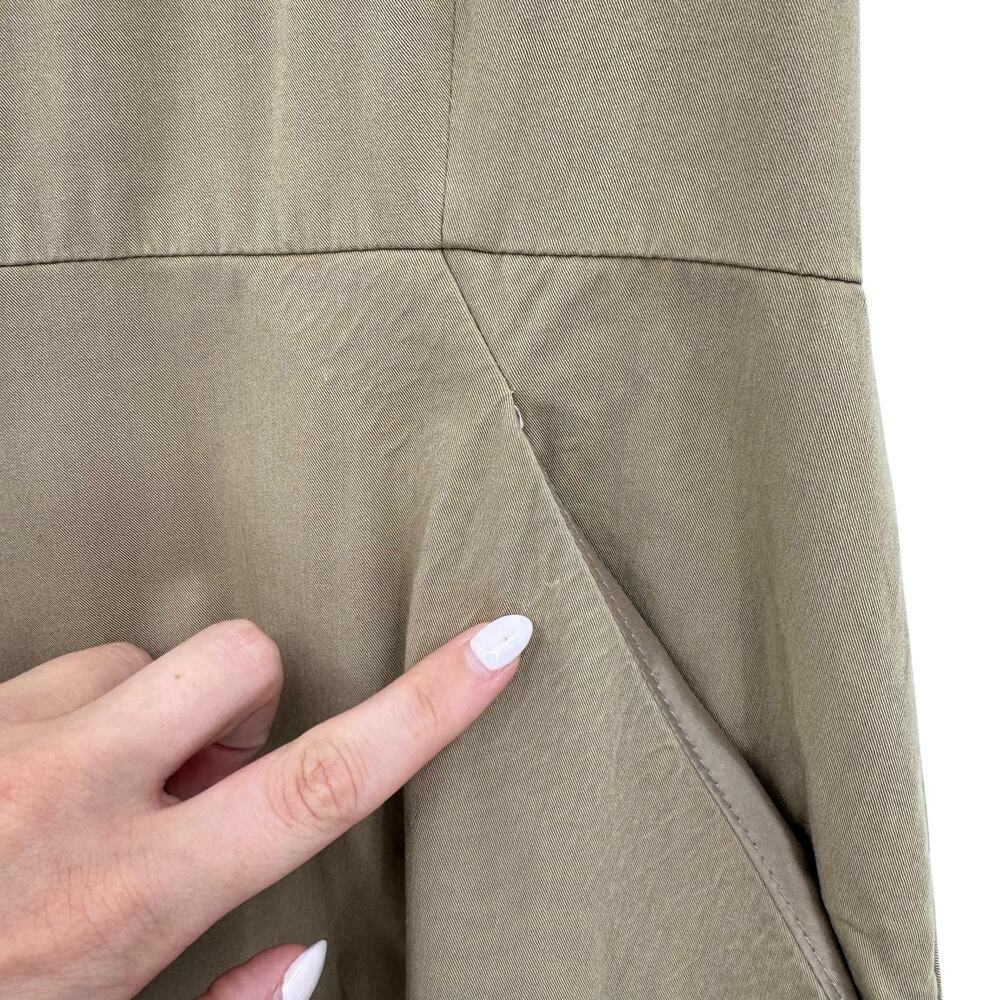 Theory Sz 8 Vintage Y2K Tan Brown Solid Sleeveless Stretch Academia Sheath Dress - Picture 11 of 12